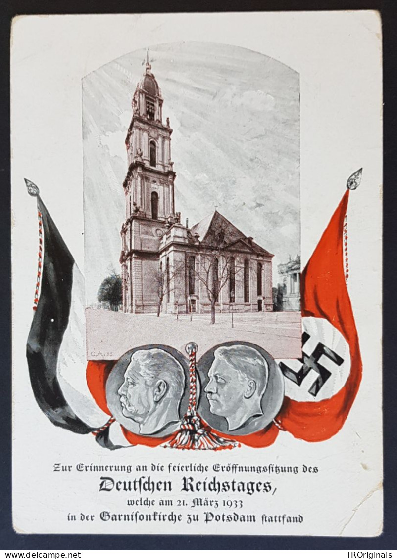 GERMANY THIRD 3rd REICH ORIGINAL PROPAGANDA POSTCARD REICHSTAG OPENING MARCH 1933 - Guerre 1939-45