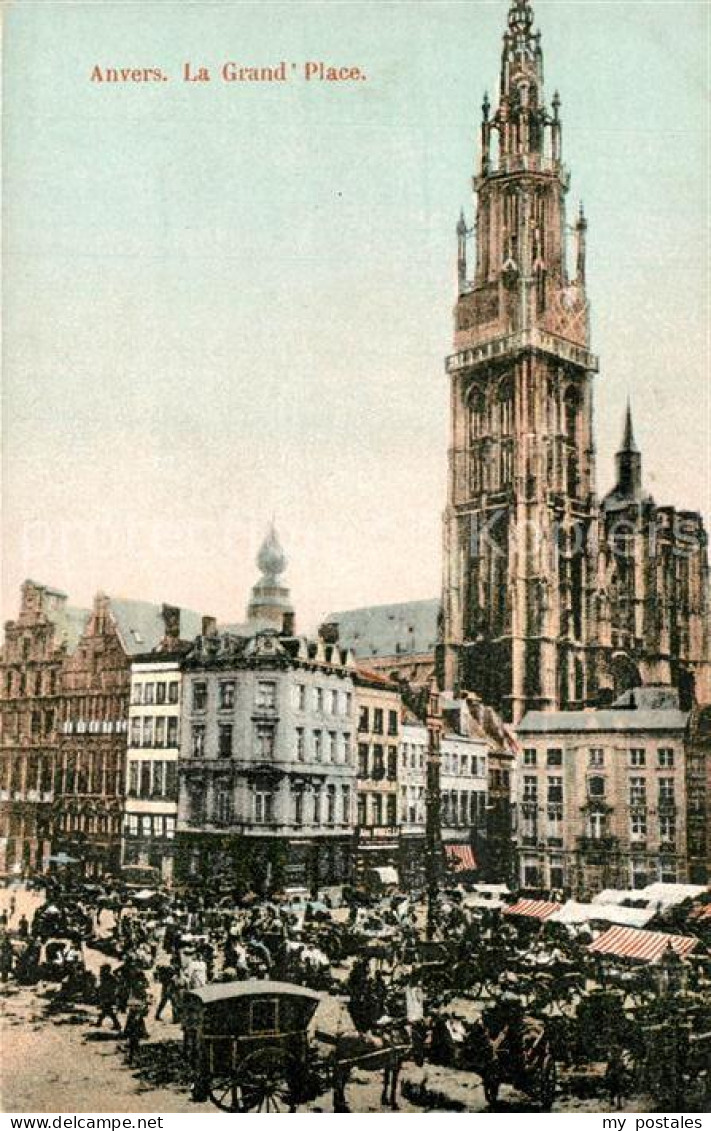 73336245 Anvers Antwerpen La Grande Place Cathedrale Marktplatz Kathedrale Anver - Antwerpen