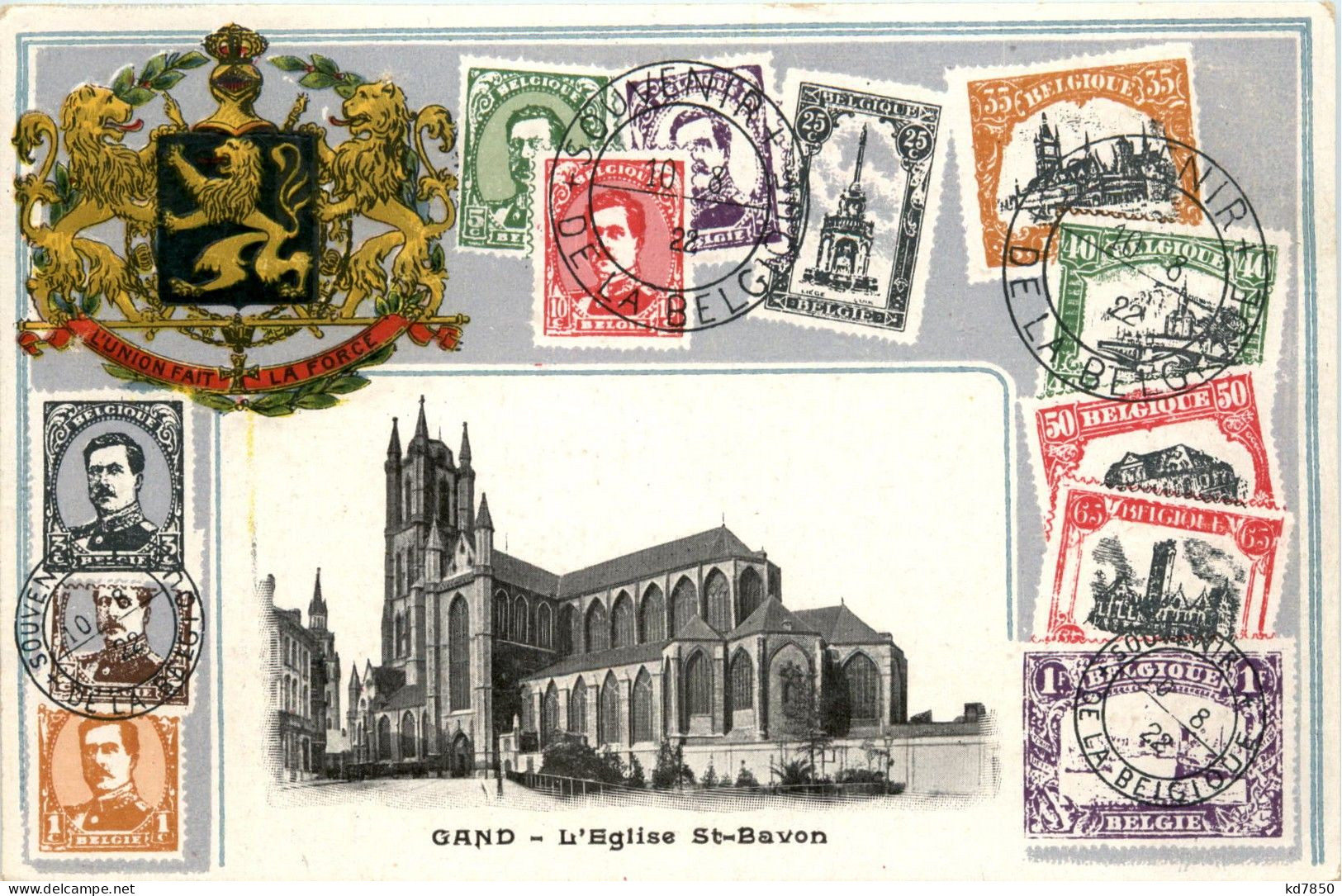 Gand - L Eglise St. Bavon - Litho - Briefmarken - Postzegels (afbeeldingen)