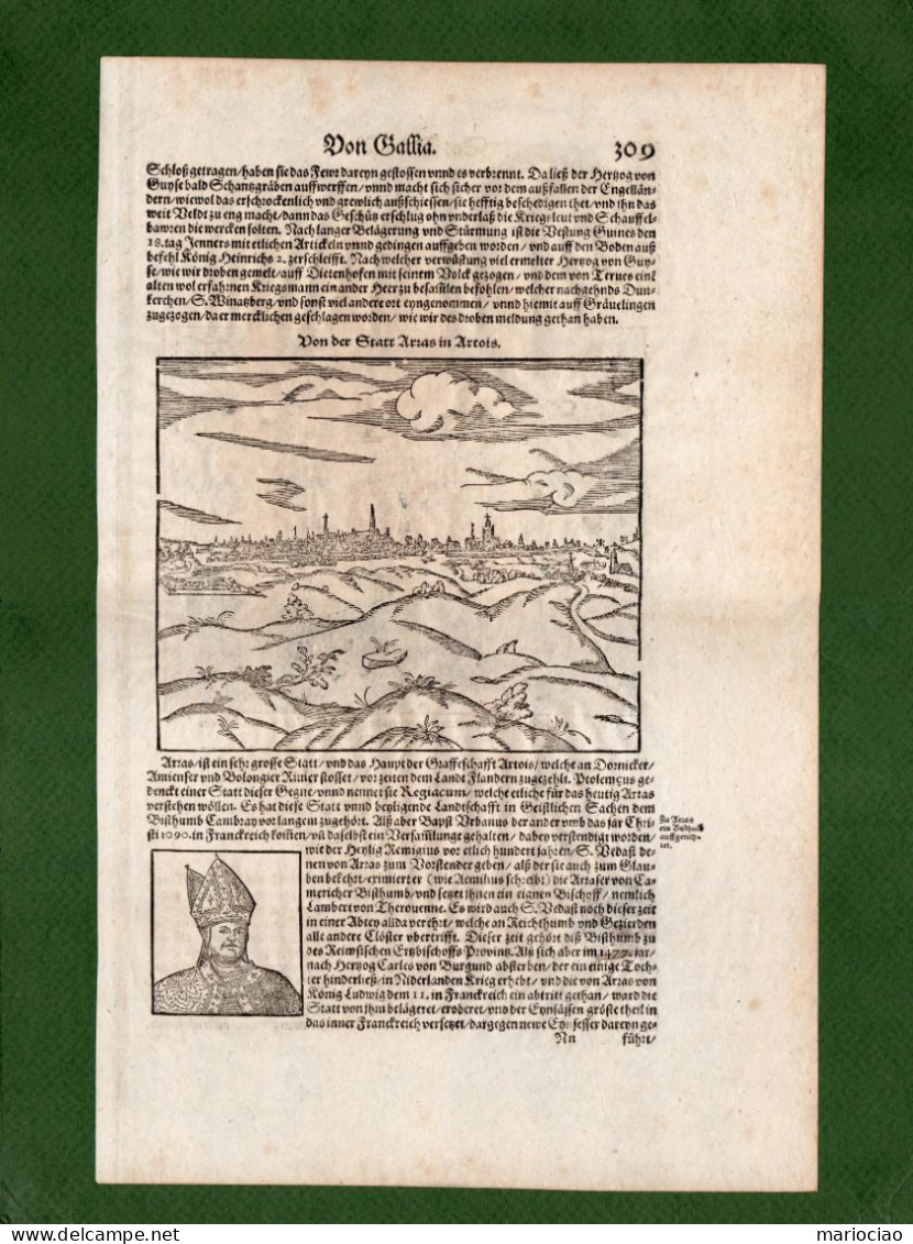 ST-FR CALAIS & ARRAS - Sebastian Münster 1614 Cosmographia Universalis - Estampes & Gravures