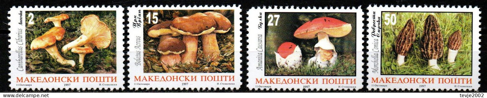 Nordmazedonien Makedonija 1997 - Mi.Nr. 108 - 111 - Postfrisch MNH - Pilze Mushrooms - Champignons