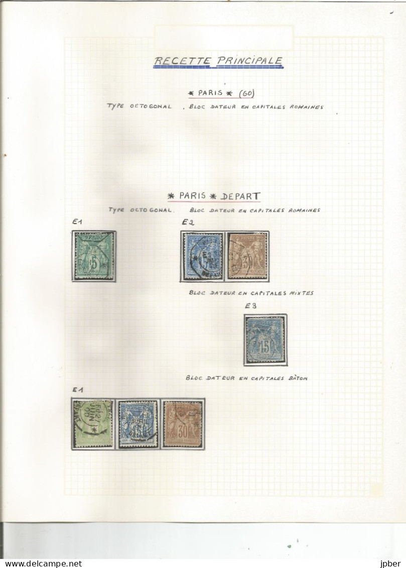 France - Sage - Etude Des "Levées Exceptionnelles" Sur Cachets Des Bureaux De Paris - 109 Timbres - 1876-1898 Sage (Type II)