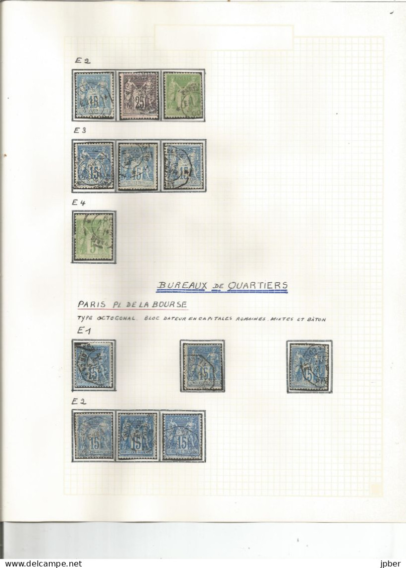 France - Sage - Etude Des "Levées Exceptionnelles" Sur Cachets Des Bureaux De Paris - 109 Timbres - 1876-1898 Sage (Type II)