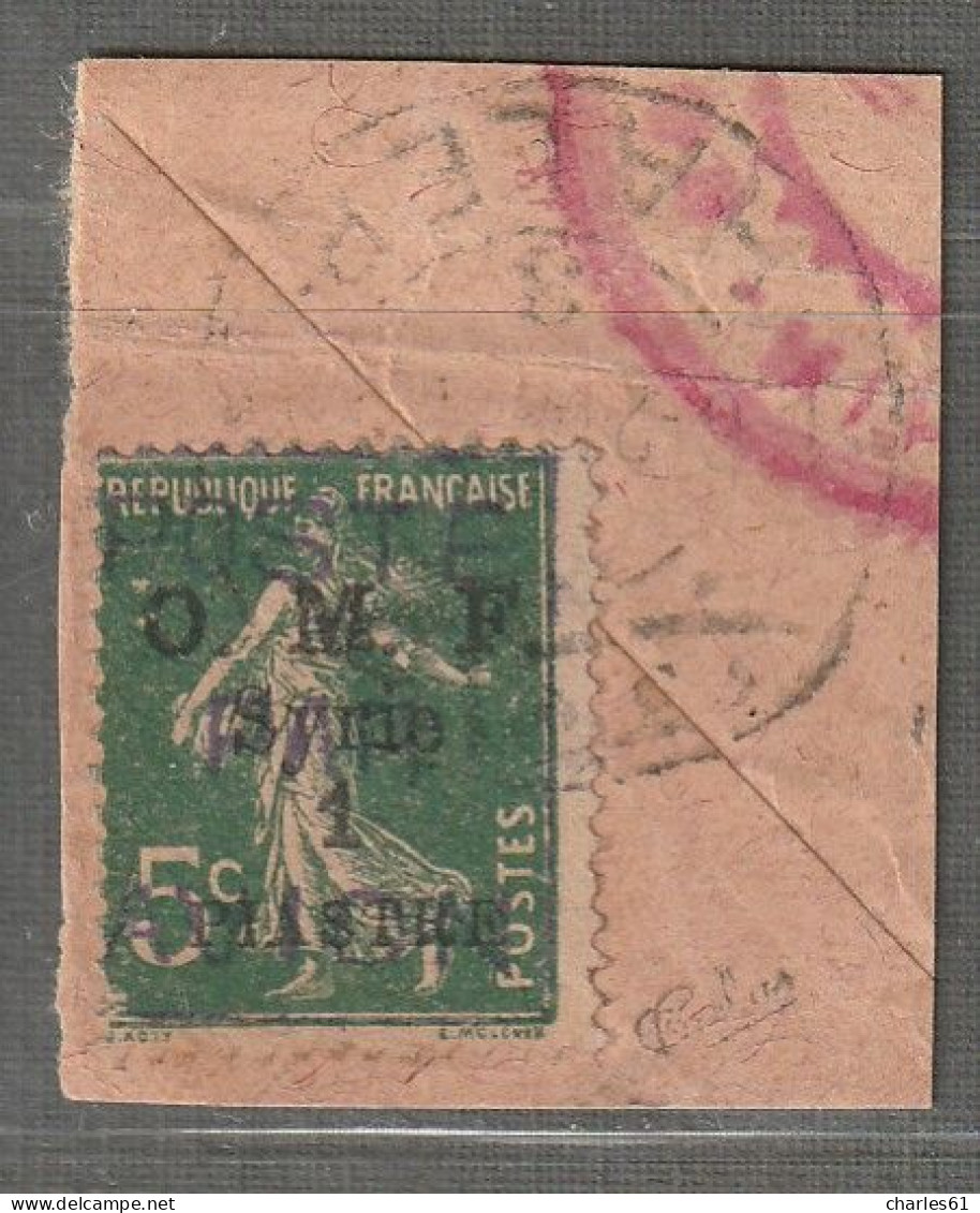 SYRIE - P.A N°1 Obl Sur Fragment (1920) 1pi Sur 5c Vert - Signé Calves - Luftpost