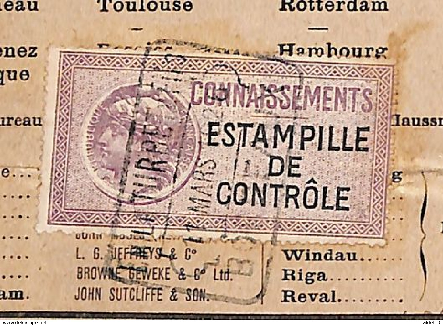 Connaissement De Bordeaux à Rouen 1926 Avec Estampille De Contrôle Lilas - Briefe U. Dokumente