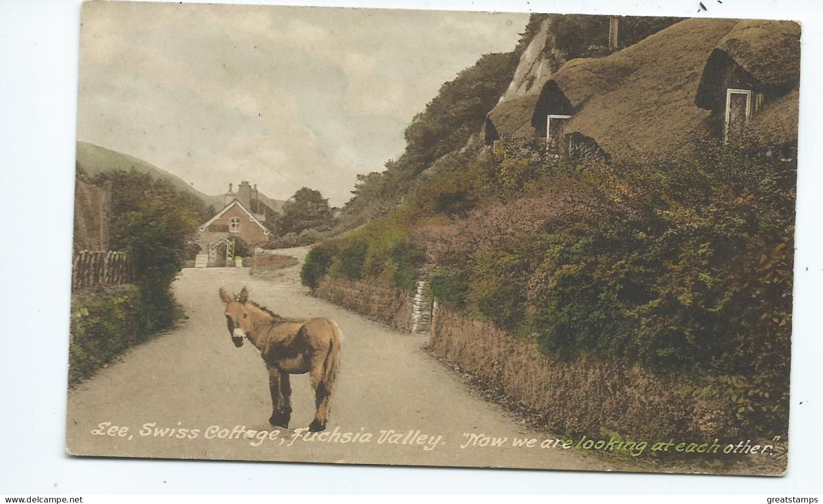 Postcard Devon Lee Swiss Cottage Fuchsia Valley Frith's Unused .donkey. - Sonstige & Ohne Zuordnung
