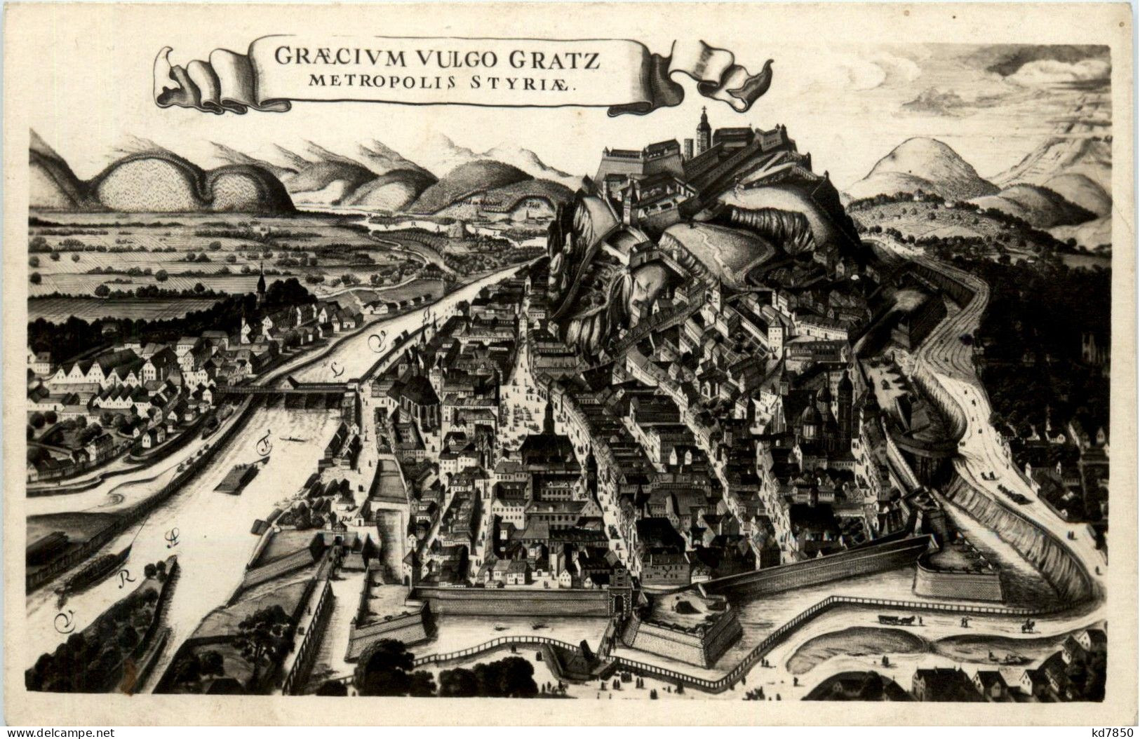 Graz/Steiermark - Graz, Alt-Graz, Ansicht D.Stadt V. Süden 1636 V. W. Hollar - Graz