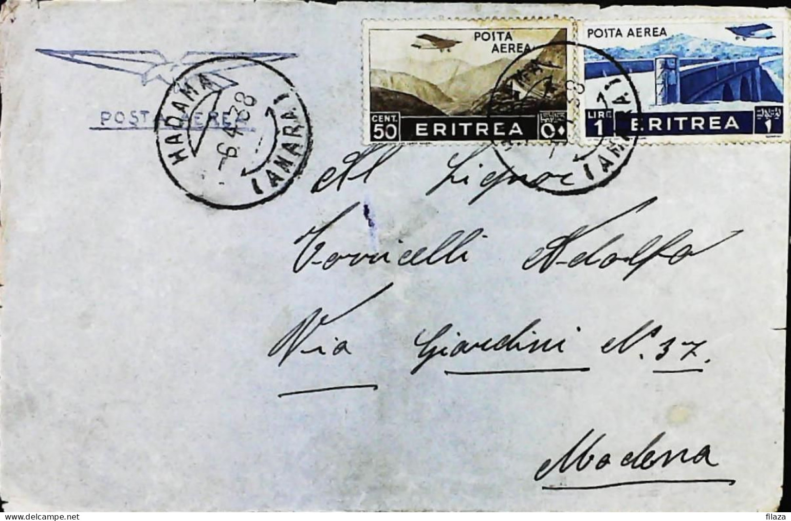ITALIA - COLONIE ERITREA Lettera Da HADAMA 1938  - S6425 - Eritrea