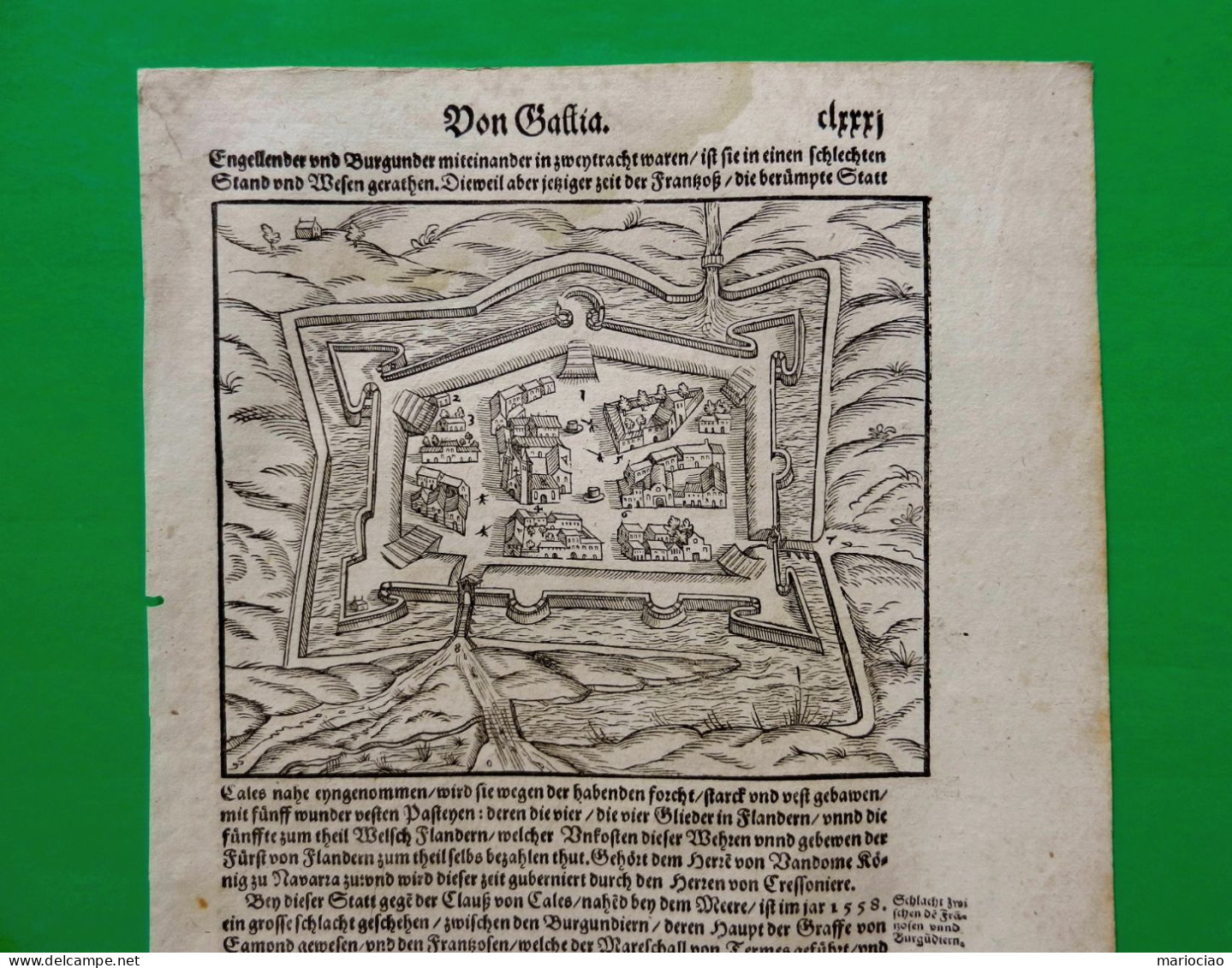 ST-FR CALAIS 1592 Plan De Ville - Sebastian Münster Cosmographia Universalis - Estampes & Gravures