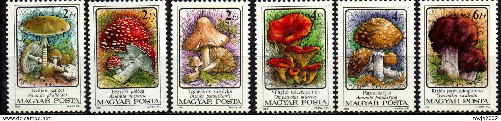 Ungarn 1986 - Mi.Nr. 3571 - 3576 A - Postfrisch MNH - Pilze Mushrooms - Champignons