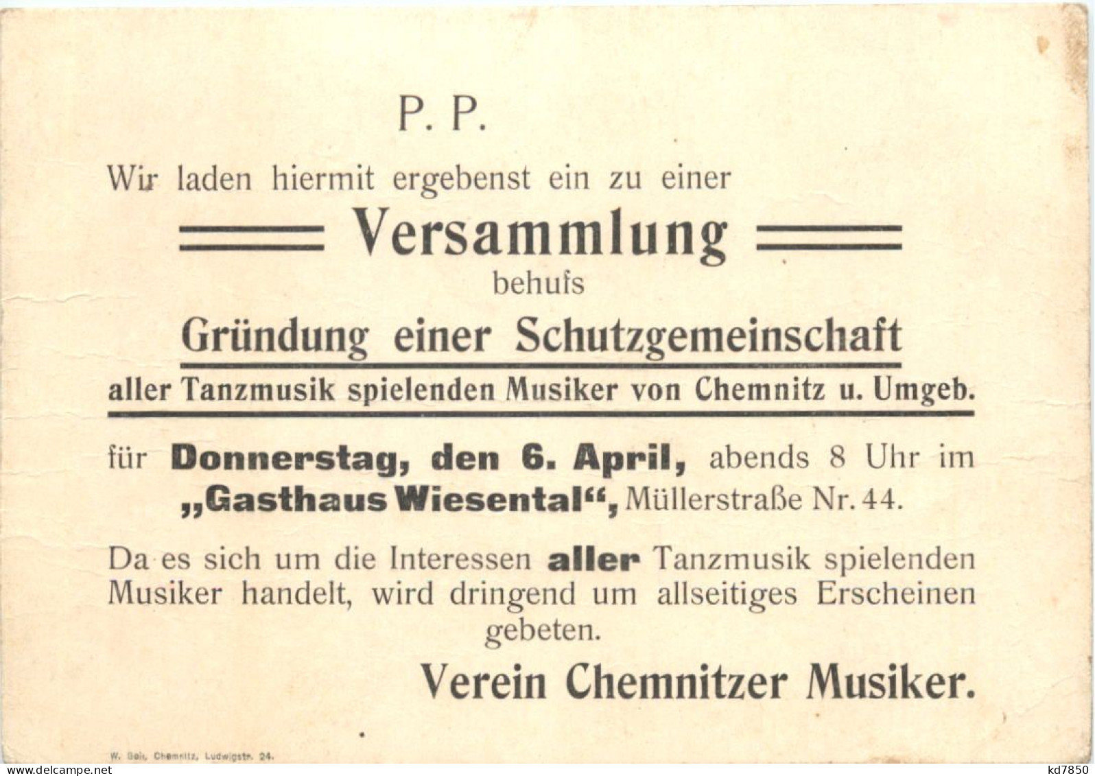 Chemnitz - Gründung Einer Schutzgemeinschaft - Chemnitz