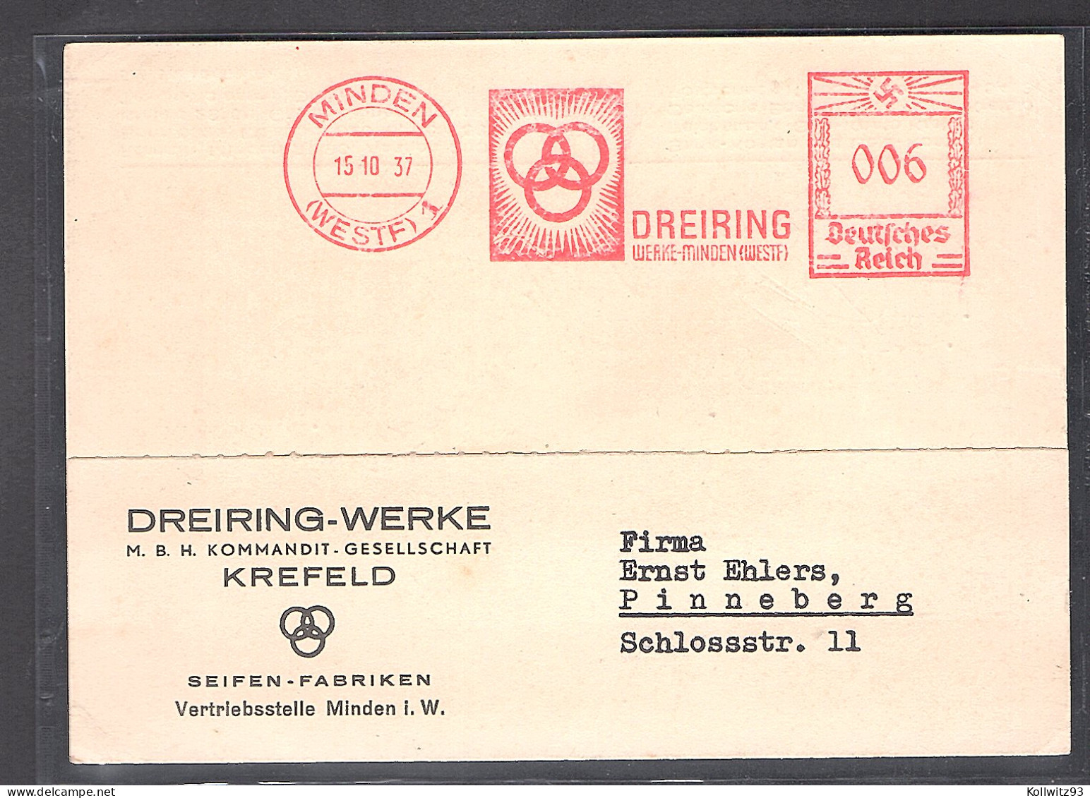 DR. Reklamekarte  Dreiring-Werke Krefeld Mit AFS. - Autres & Non Classés