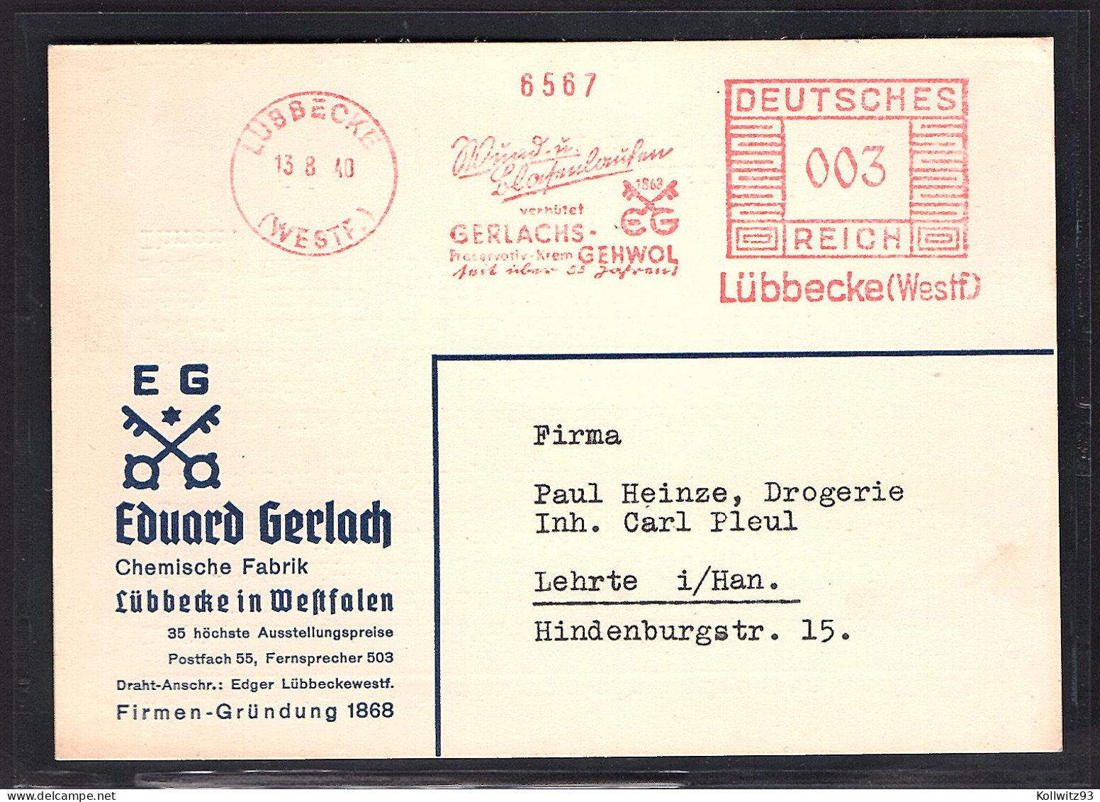 DR. Reklamekarte  Chemische Fabrik Eduard Gerlach Mit AFS. - Other & Unclassified