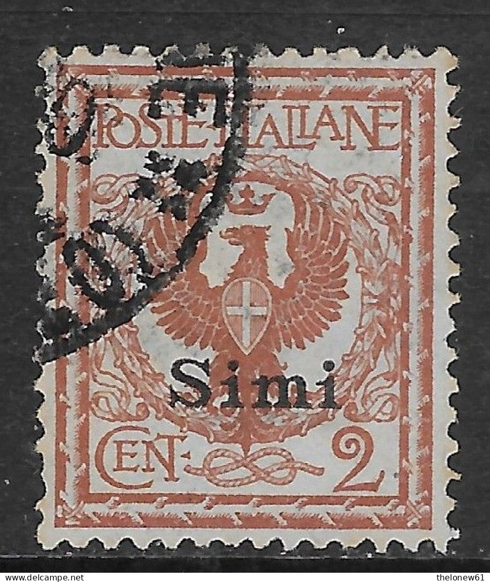 Italia Italy 1912 Colonie Egeo Simi Floreale C2 Sa N.1 US - Egeo (Simi)