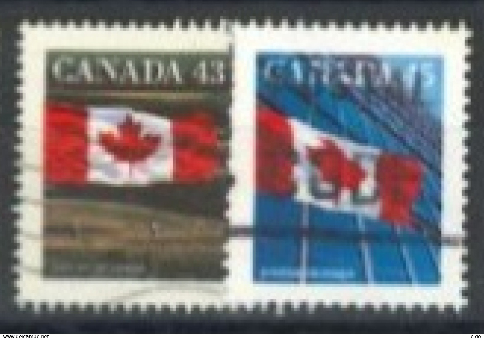 CANADA - 1989, CANADIAN FLAG STAMPS SET OF 2, USED. - Usati