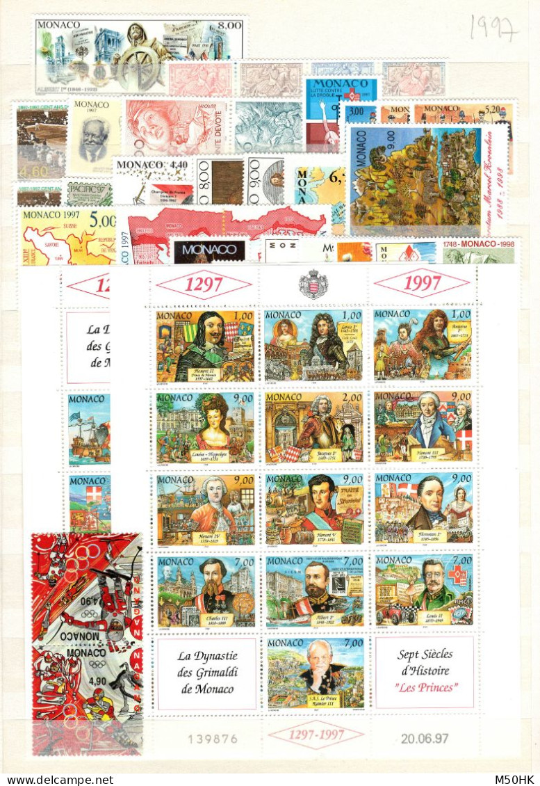 Monaco - Année Complète 1997 N** MNH Luxe - YV 2086 à 2145 , 61 Timbres , Cote 164 Euros - Full Years