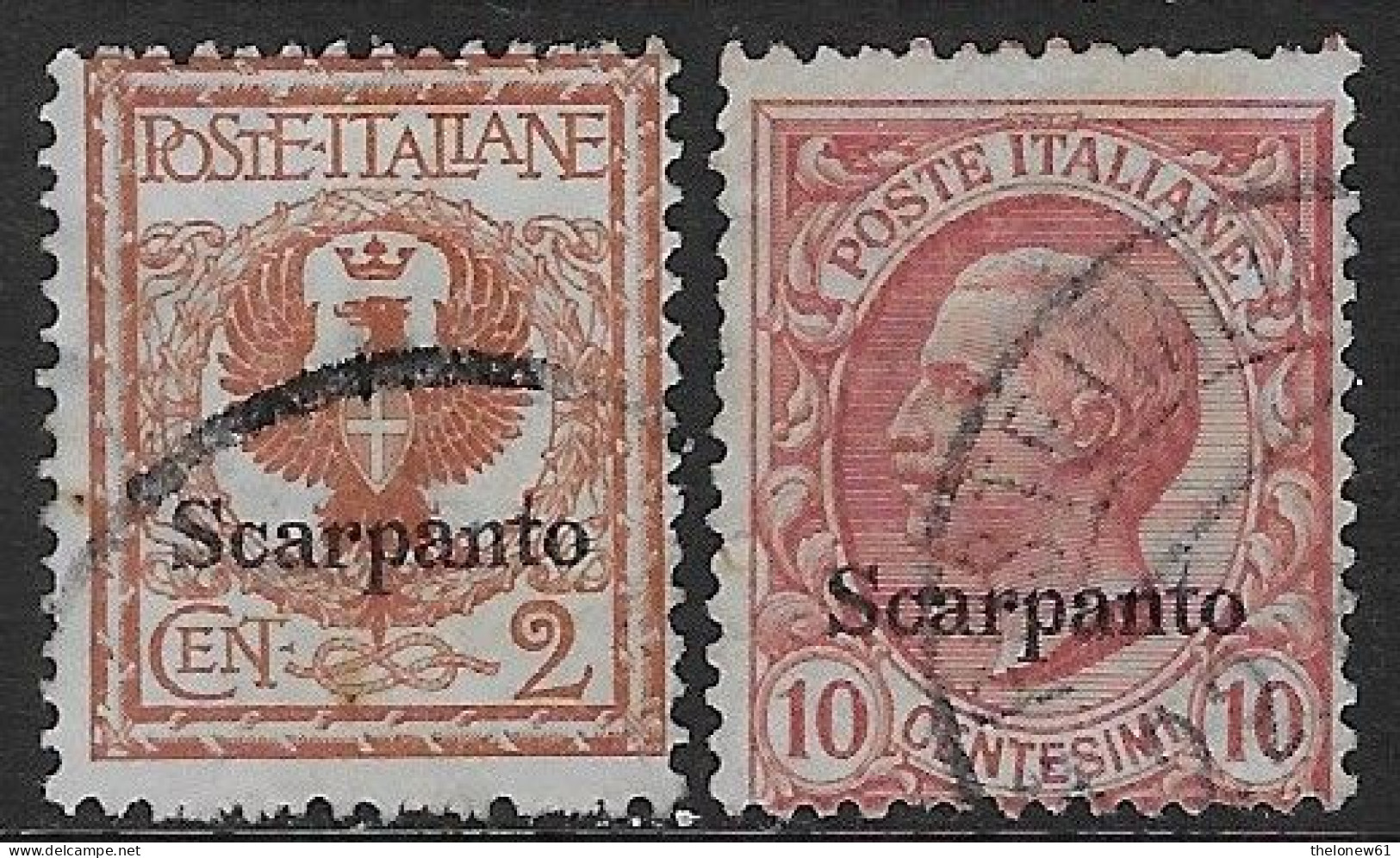 Italia Italy 1912 Colonie Egeo Scarpanto Effigie 2val Sa N.1,3 US - Aegean (Scarpanto)