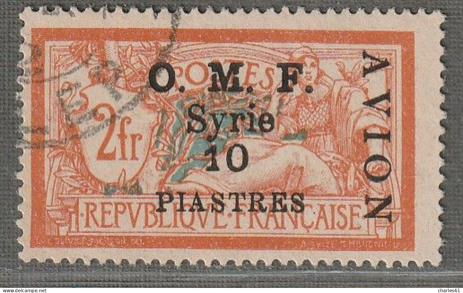 SYRIE - P.A N°9 Obl (1921) 10pi Sur 2fr - Papier GC - Posta Aerea