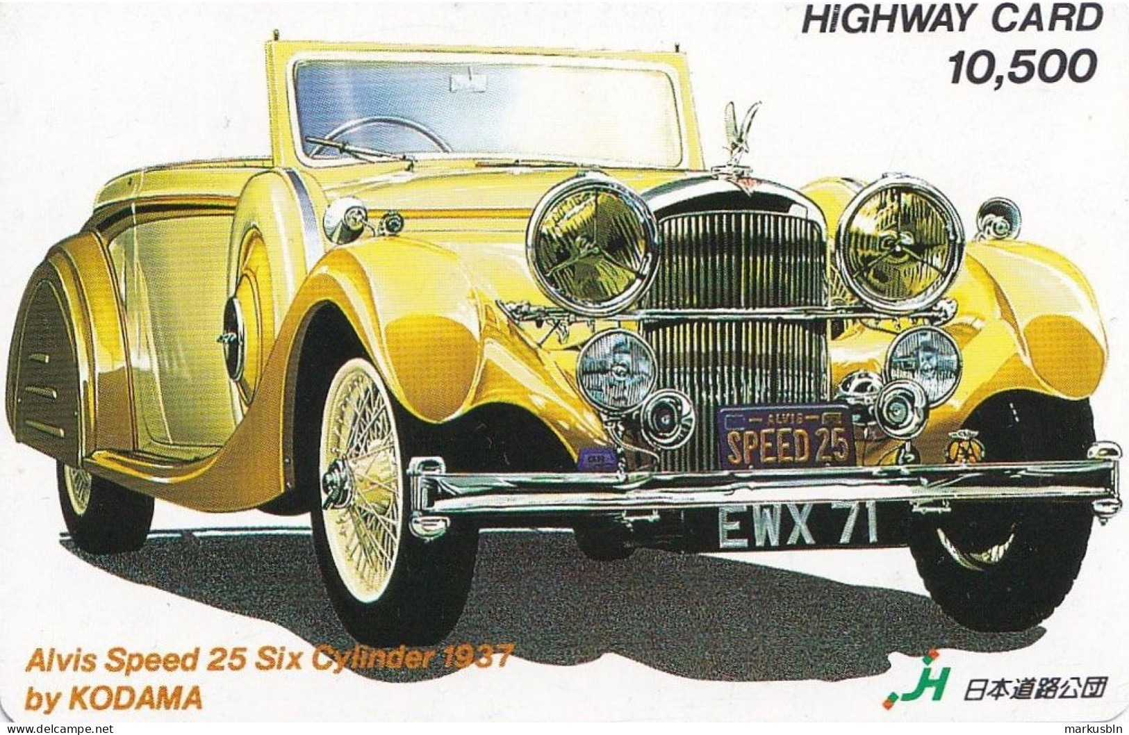 Japan Prepaid Highway Card 10500 -  Car Oldtimer Alvis Speed 1937 - Japon