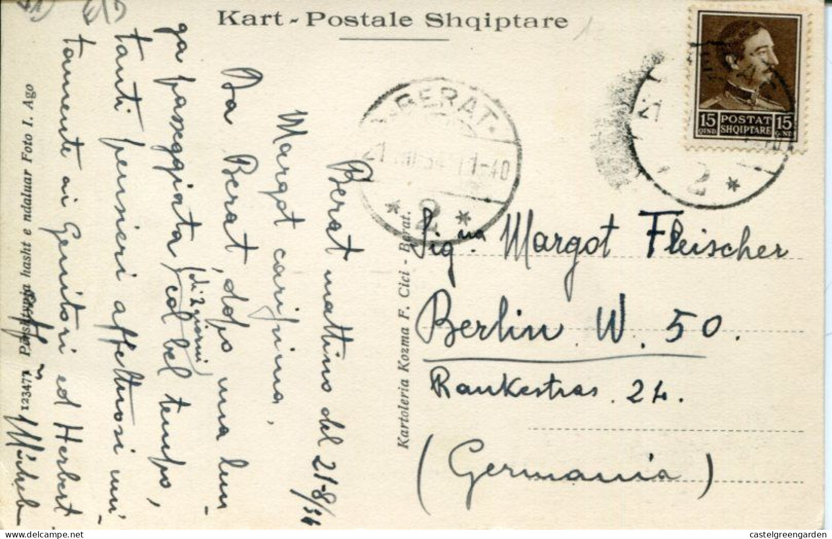 X387 Albania, Card Circuled 1934 From Berat To Berlin  (see 2 Scan) - Albanien