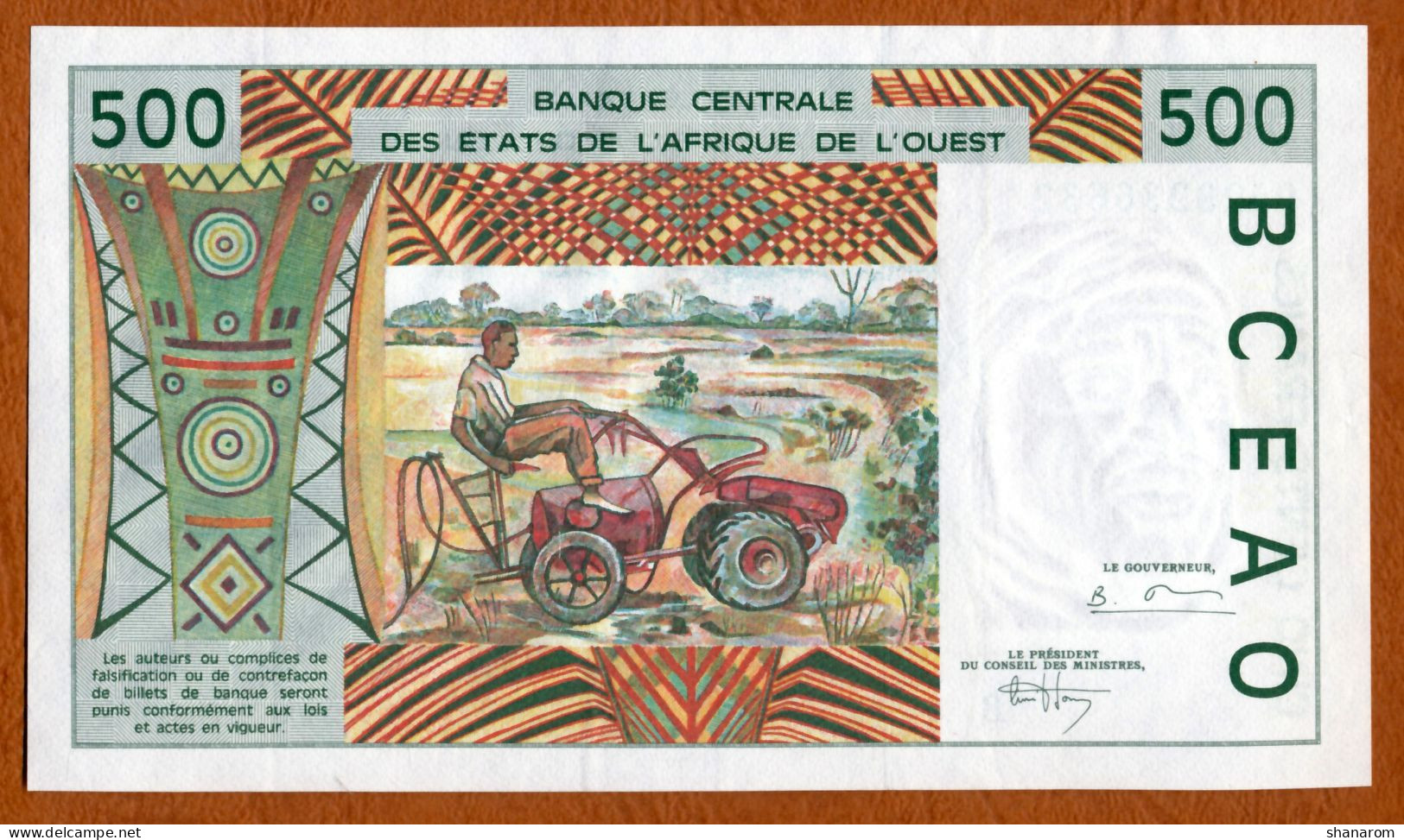 1996 // ETATS DE L'AFRIQUE DE L'OUEST // BANQUE CENTRALE // Cinq Cents Francs // SUP-XF - West-Afrikaanse Staten