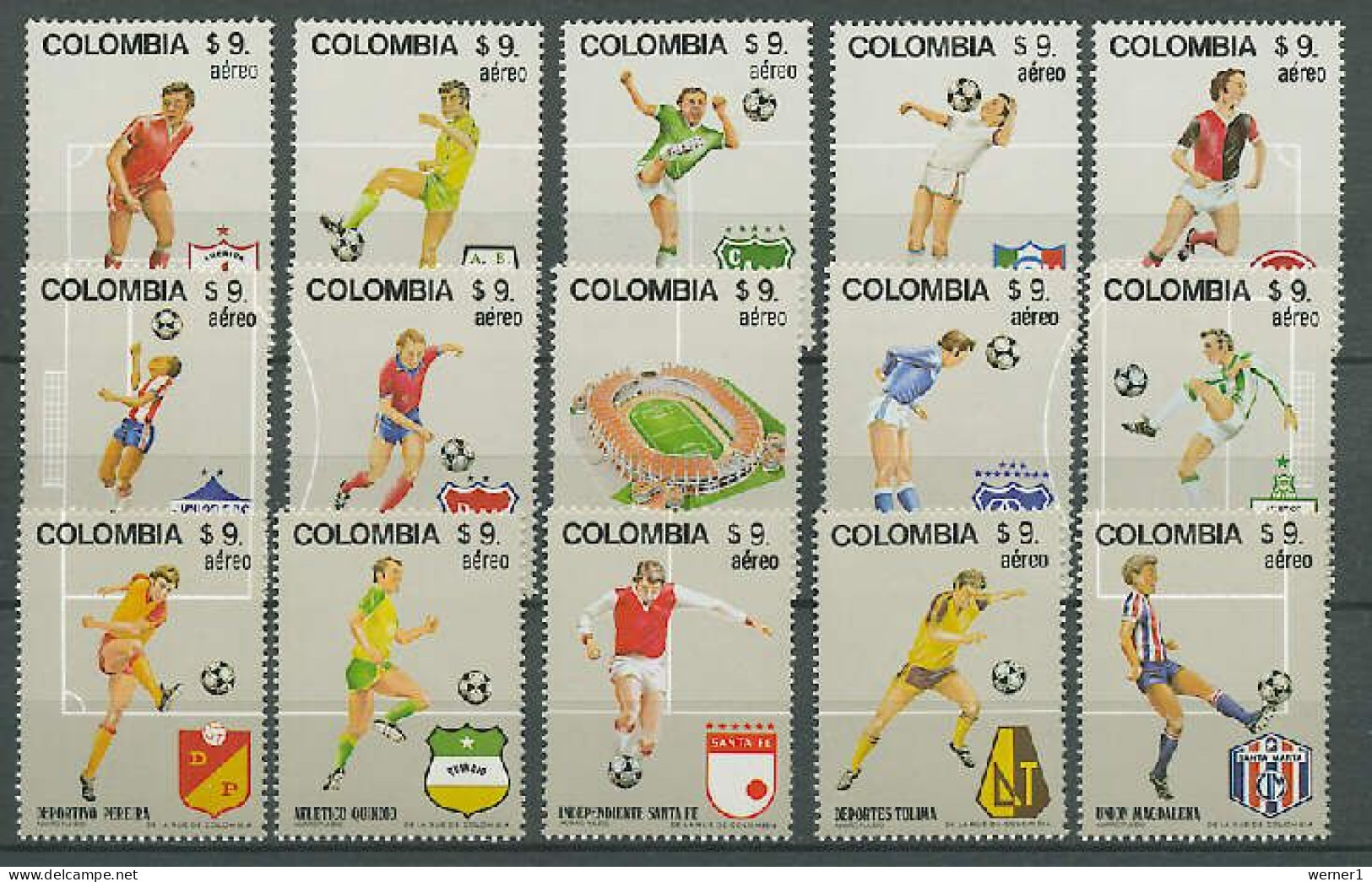 Colombia 1982 Football Soccer World Cup Set Of 15 MNH - 1982 – Espagne