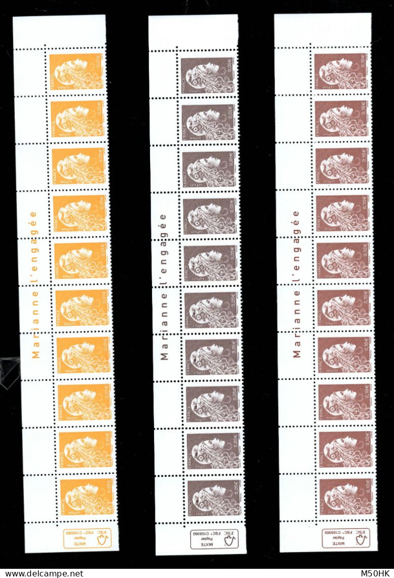 PhilAposte - YV 5248A / 5249A / 5250A N** MNH Luxe En Bande De 10 Haut De Feuille Avec Texte - Neufs