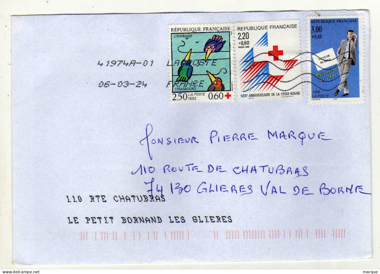 Enveloppe FRANCE Oblitération LA POSTE 41974A-01 06/03/2024 - Oblitérations Mécaniques (Autres)