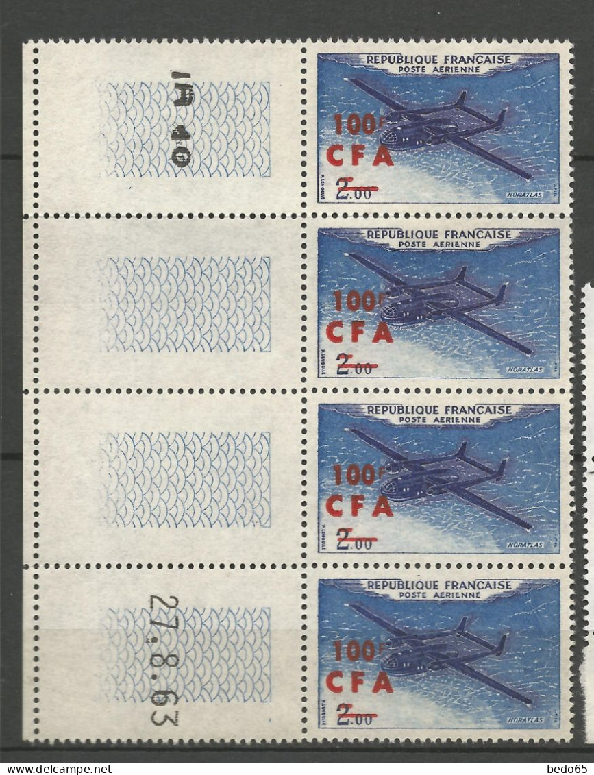 REUNION PA N° 58 Bloc De 4 Coin Daté 27/8/63 NEUF** LUXE SANS CHARNIERE NI TRACE / Hingeless  / MNH - Luftpost