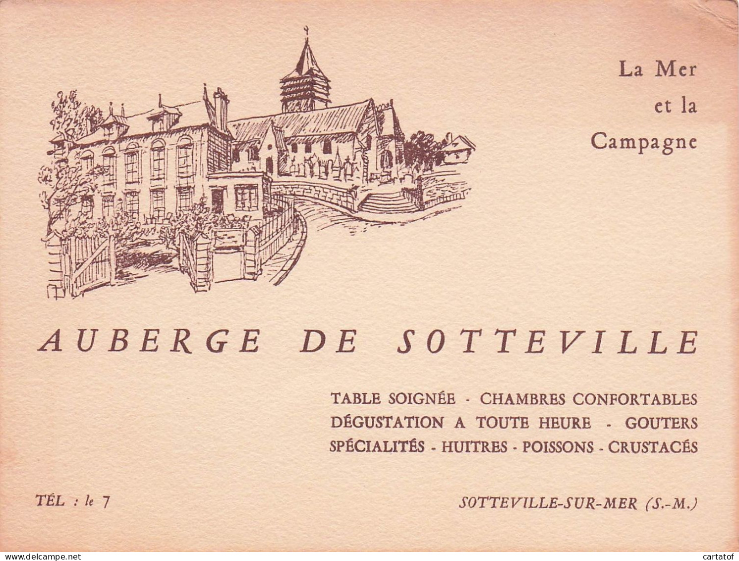 Auberge De SOTTEVILLE .  Sotteville Sur Mer .  - Hotelkarten