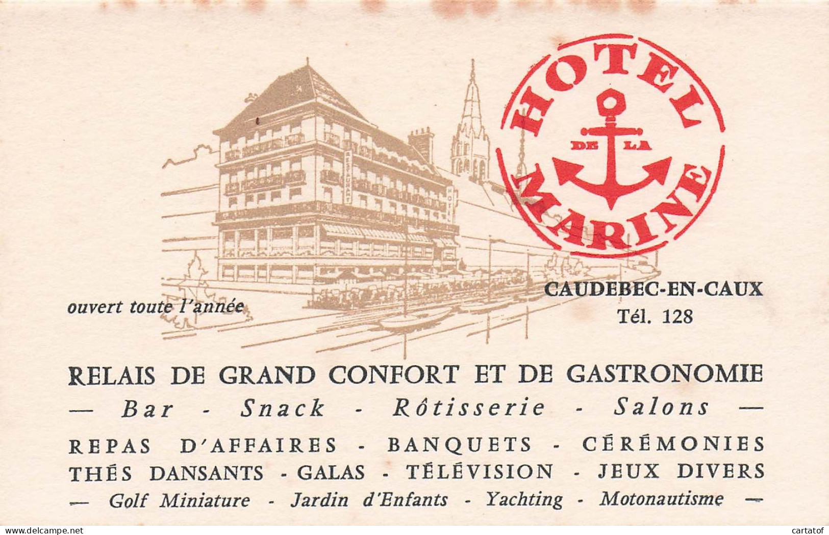 HOTEL De La MARINE . CAUDEBEC EN CAUX . - Hotel Keycards