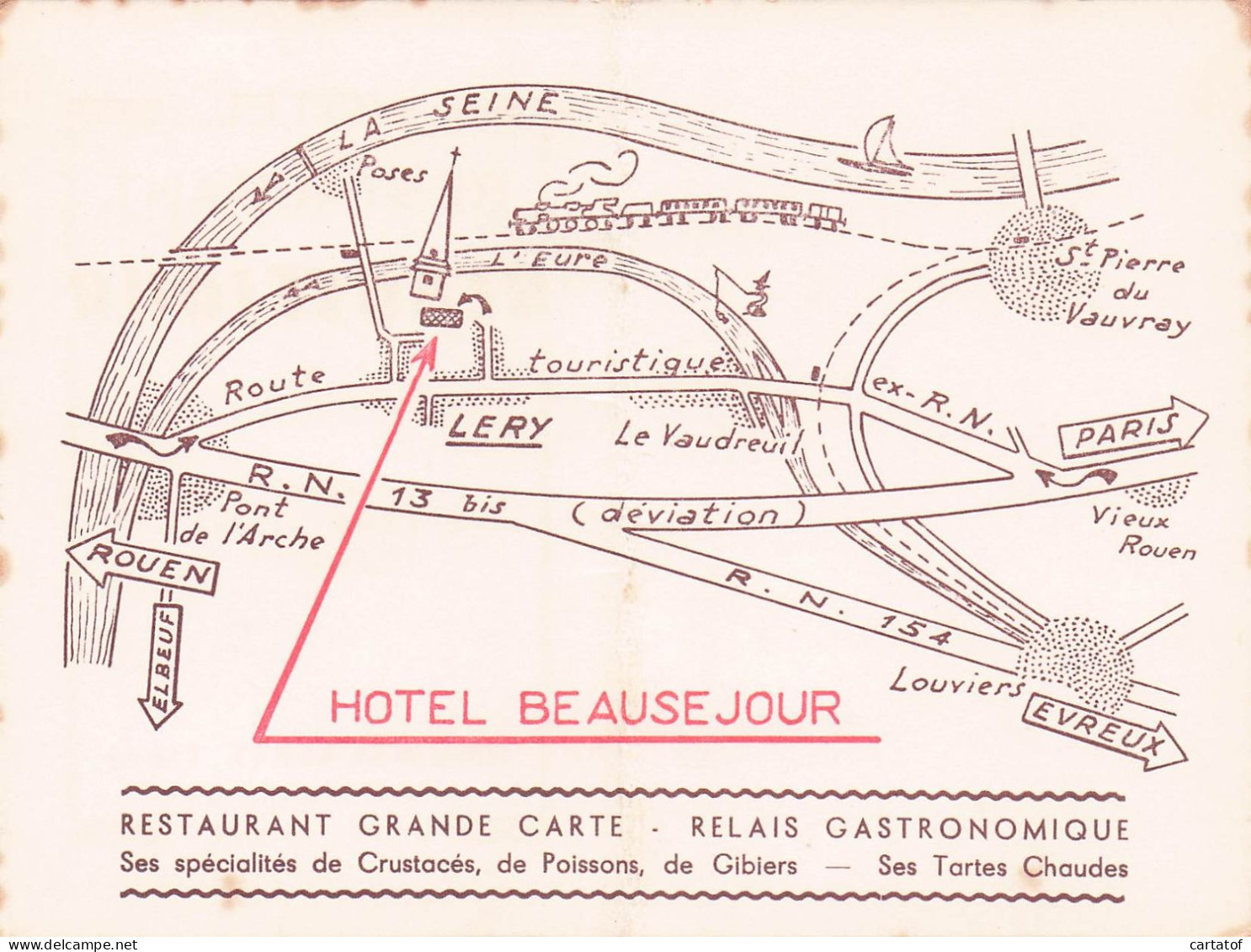 Hôtel Restaurant BEAUSEJOUR .  LERY . LAUWELAERTS Franz - Cartes D'hotel