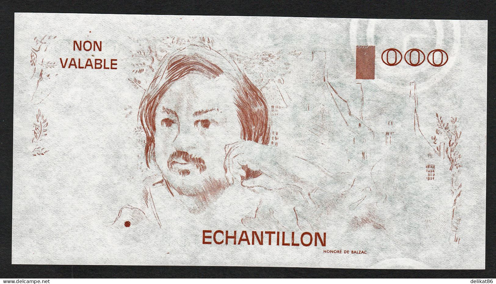 Probedruck Testbanknote Specimen Frankreich 1988 Echantillion Balzac - Fictifs & Spécimens