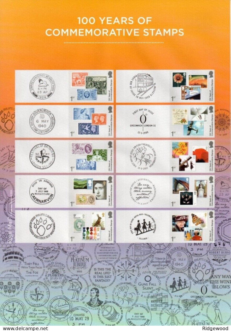 GB 2024 100 Years Of Commemorative Stamps - Smilers/Collector Sht GS-163/LS-161 - Timbres Personnalisés