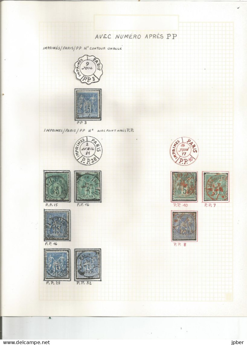 France - Sage - Etude Des Cachets "Imprimés" Des Bureaux De Paris - 265 Timbres - 1876-1898 Sage (Type II)