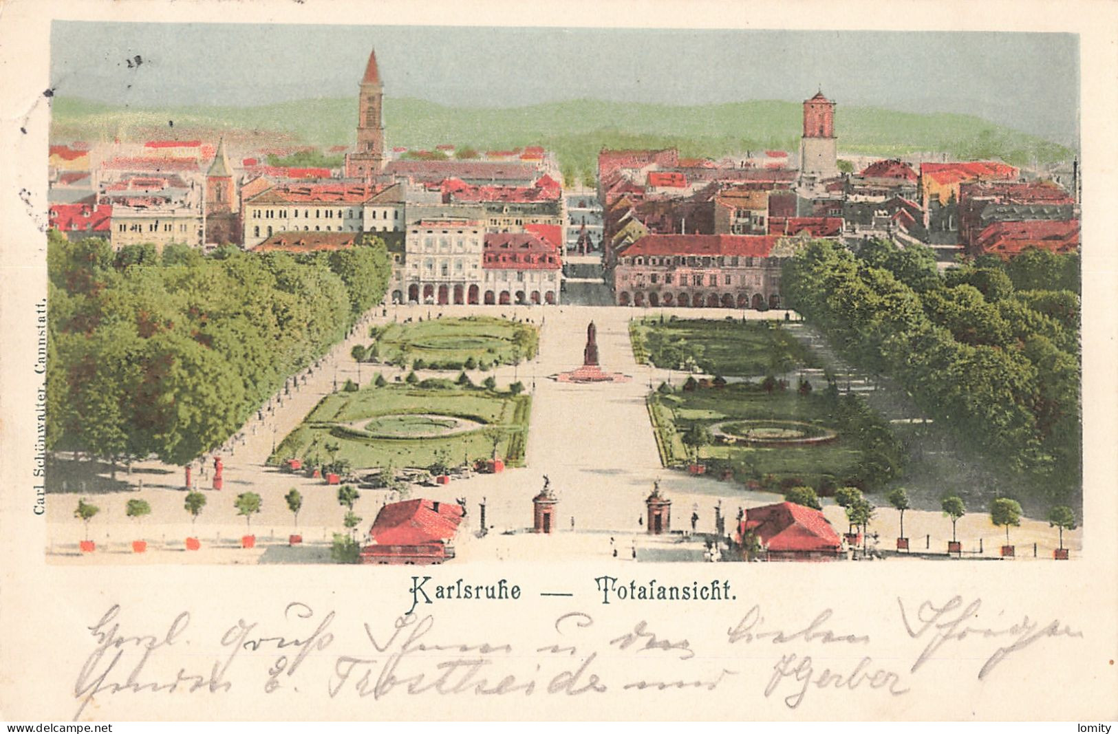 Allemagne Karlsruhe Totalansicht CPA Timbre Reich Cachet 1901 - Karlsruhe