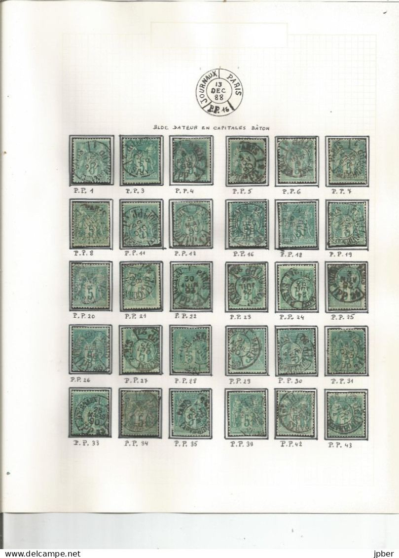France - Sage - Etude Des Cachets "Journaux" Des Bureaux De Paris - 169 Timbres - 1876-1898 Sage (Type II)
