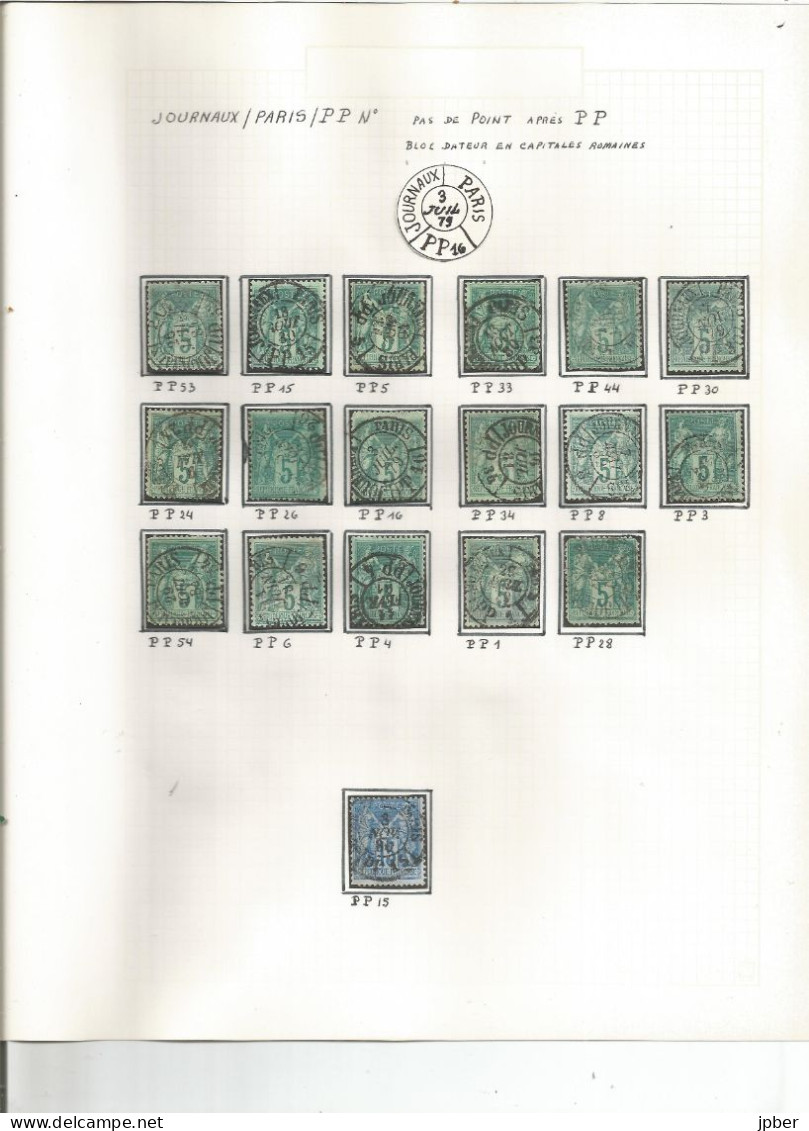 France - Sage - Etude des cachets "Journaux" des bureaux de Paris - 169 timbres