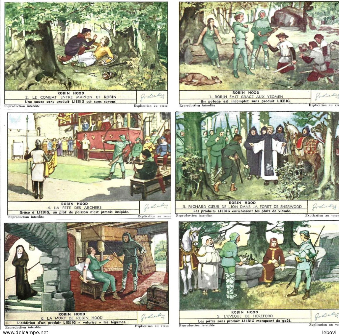 (bouillon) LIEBIG S 1506 « Robin Hood  » - Série Complète De 6 Chromos - Liebig