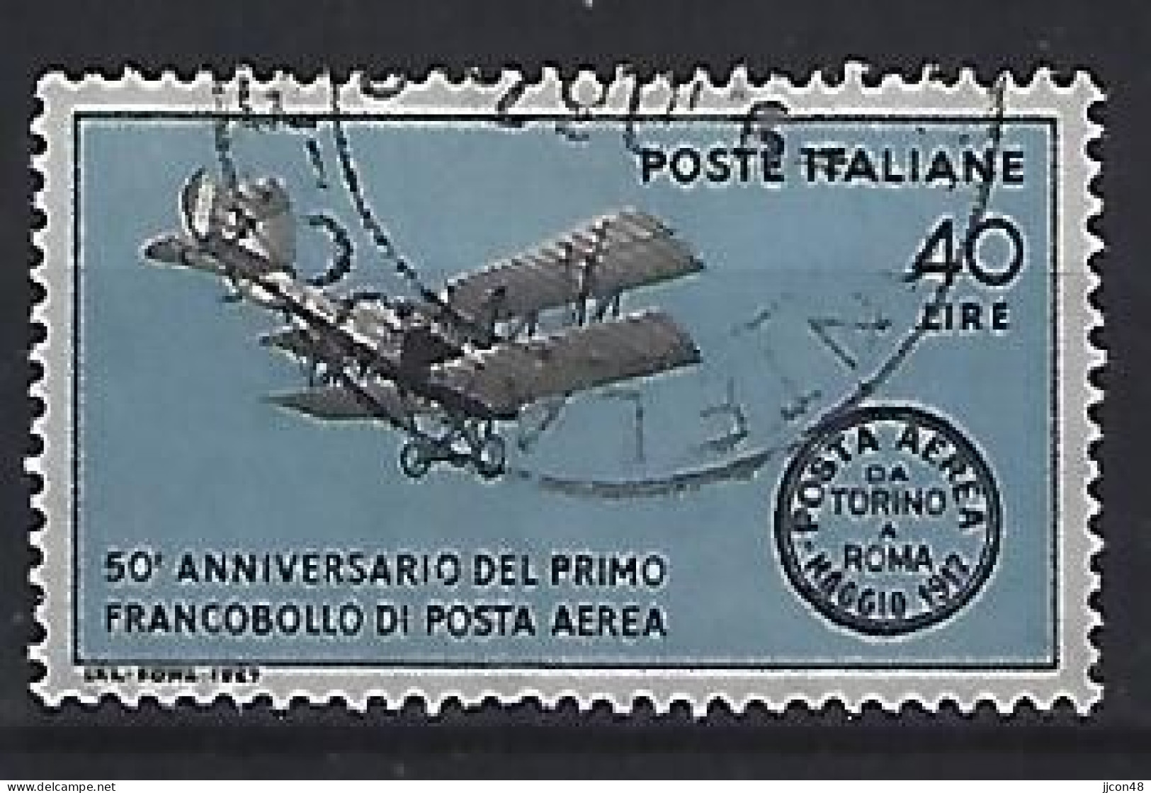 Italy 1967  Der Ersten Flugpostmarke Turin-Rom (o) Mi.1239 - 1961-70: Oblitérés