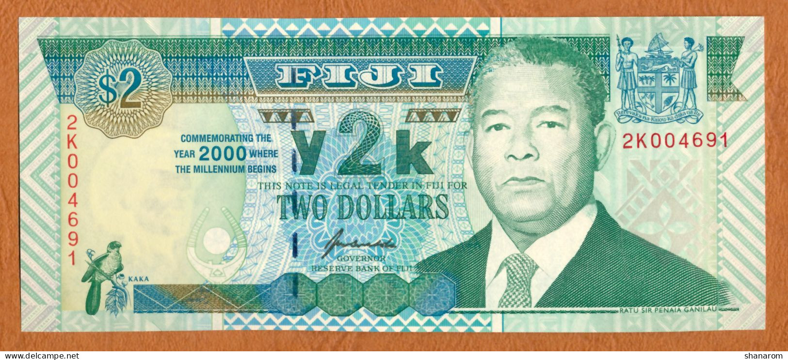 2000 // FIJI // RESERVE BANK OF FIJI // TWO DOLLARS // SPL+  // AU+ - Fiji