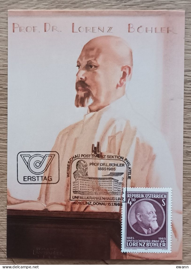 Autriche - CM 1985 - YT N°1629 - Professeur Lorenz Böhler - Cartoline Maximum