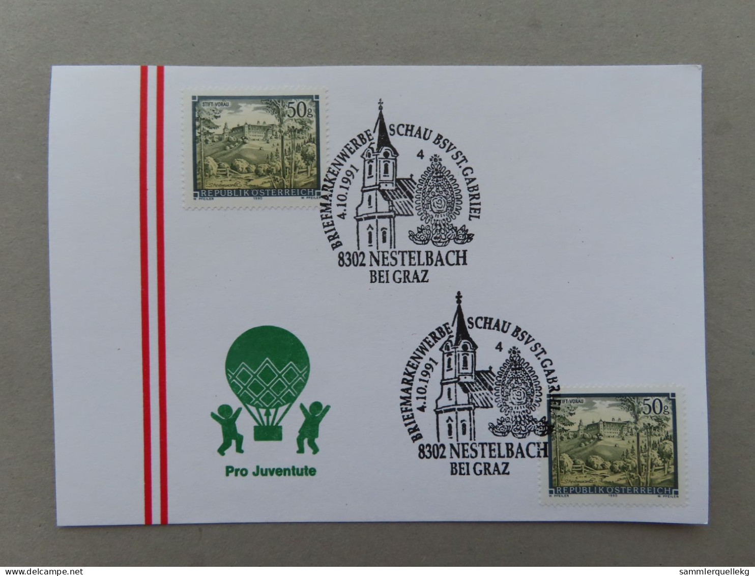 Österreich Pro Juventute - Mit Sonderstempel 5. 10. 1991 Nestelbach Bei Graz, Briefmarken Werbeschau (Nr.1348) - Sonstige & Ohne Zuordnung