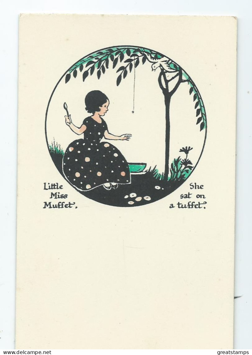 Postcard Nursey Rhyme By  Greensleeves. Little Miss Muffet - Fiabe, Racconti Popolari & Leggende