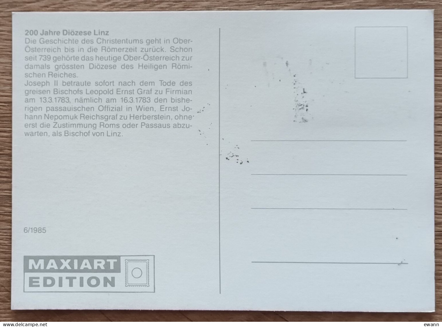 Autriche - CM 1985 - YT N°1631 - Bicentenaire Du Diocèse De Linz - Maximum Cards