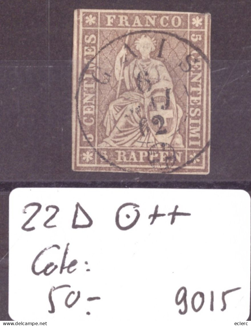 TIMBRE RAPPEN - No 22D TOP OBLITERATION   GAIS - COTE: 50.- - Used Stamps