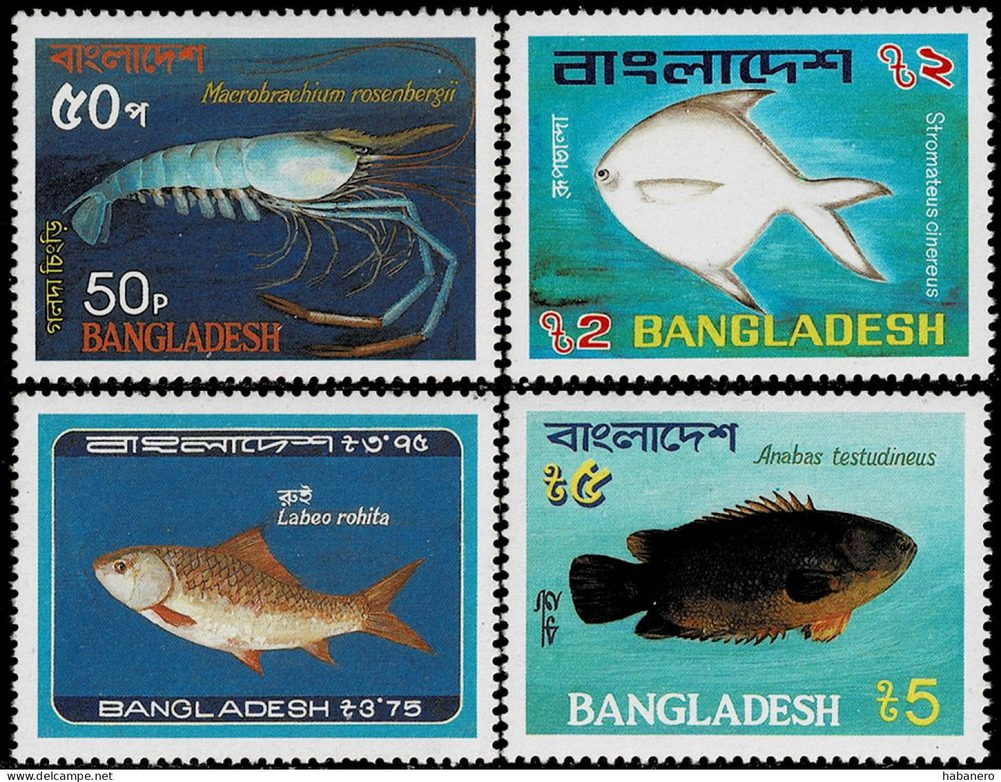 BANGLADESH 1983 Mi 190-193 FISHES MINT STAMPS ** - Fische