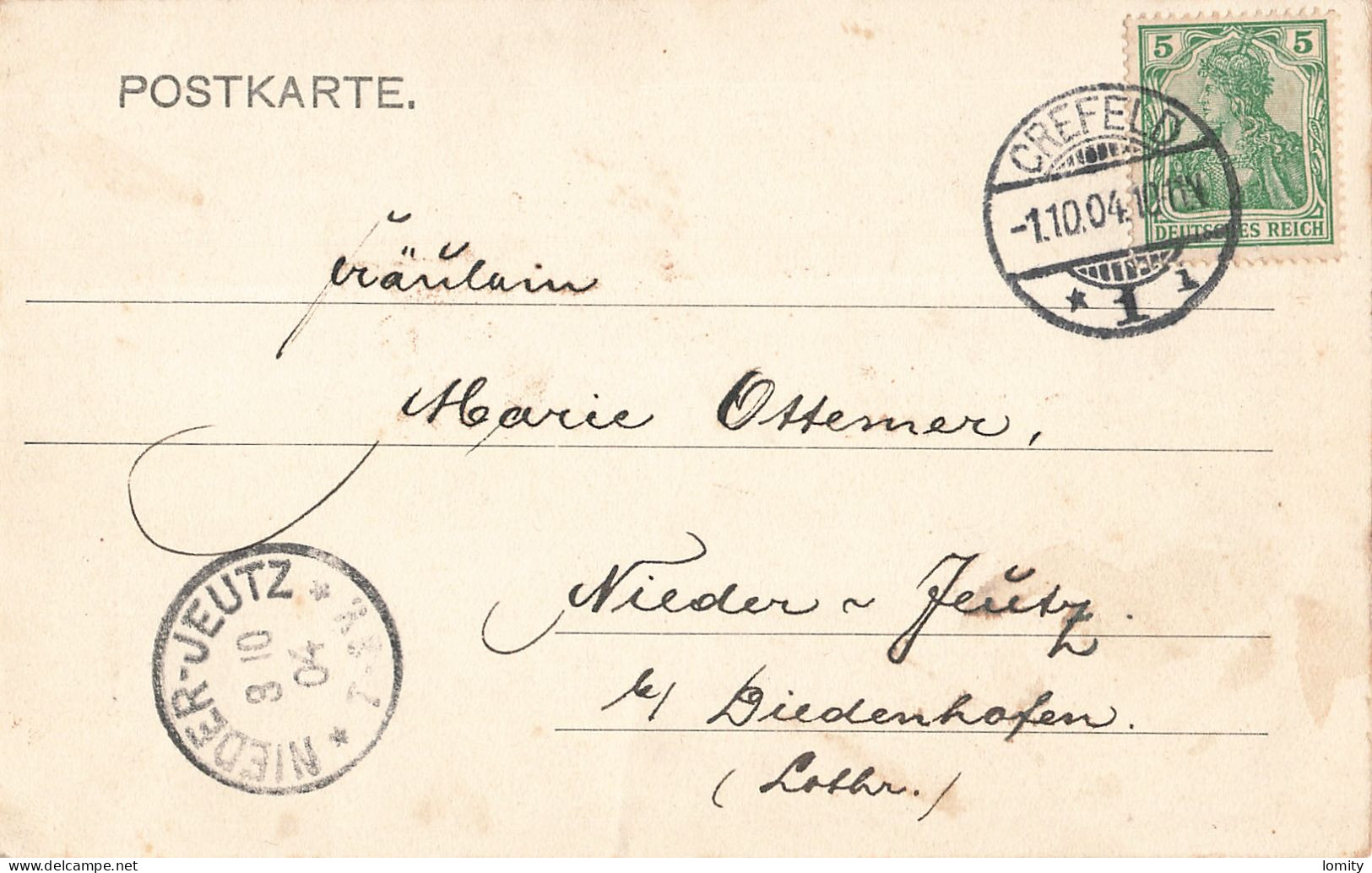 Allemagne Krefeld Bismarckstrasse CPA Timbre Reich Cachet Crefeld 1904 - Krefeld