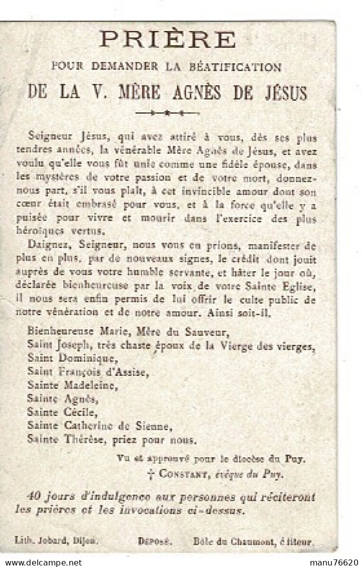 IMAGE RELIGIEUSE - CANIVET : Vénérable Mère Agnès De Jésus . - Religion & Esotérisme