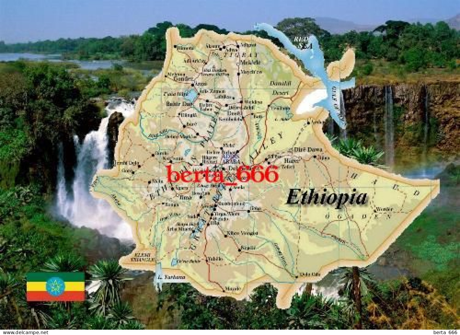 Ethiopia Country Map New Postcard * Carte Geographique * Landkarte - Ethiopie
